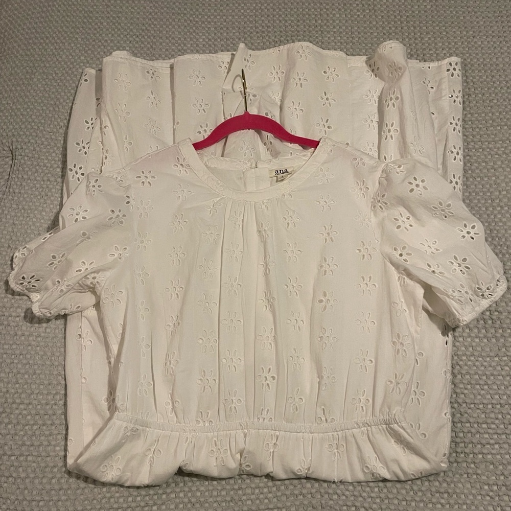 a.n.a White Floral Embroidered Midi Dress